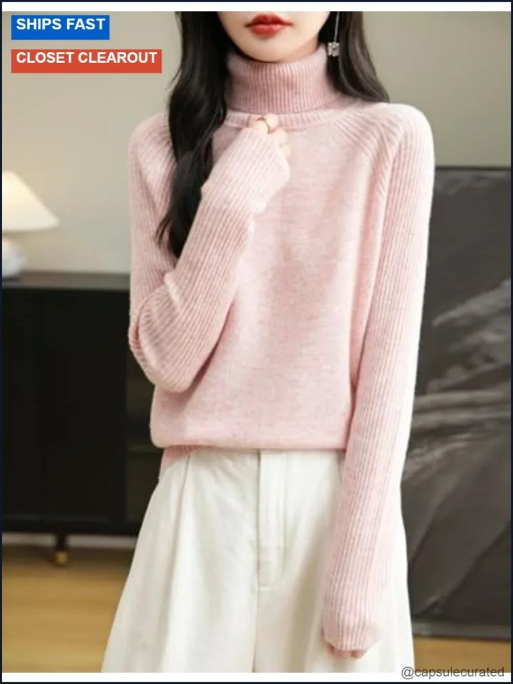 Women's Turtleneck 100% Merino Wool Sweater Soft Warm Long Sleeve Pullover